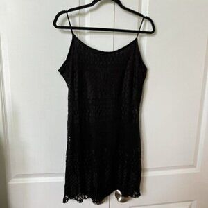 Vintage Emblem Mini Dress Womens L Black Lace Grunge 90s Whimsigoth Fairycore
